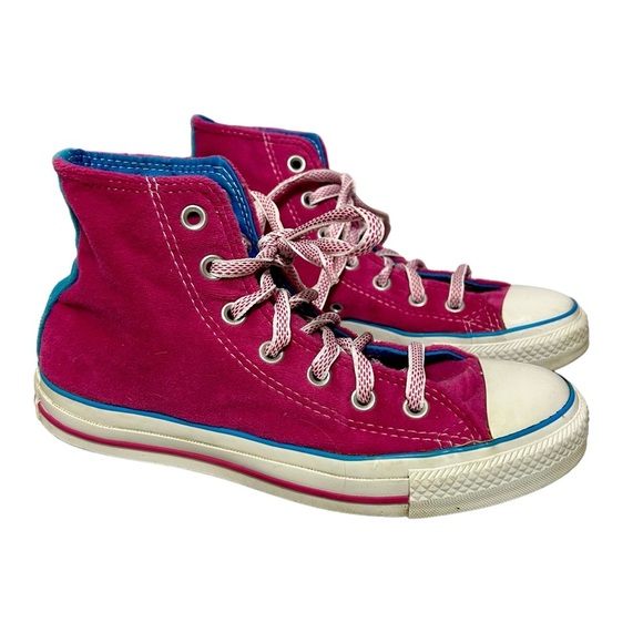 Converse Shoes - Converse Pink Velvet High Top Sneakers Size 6